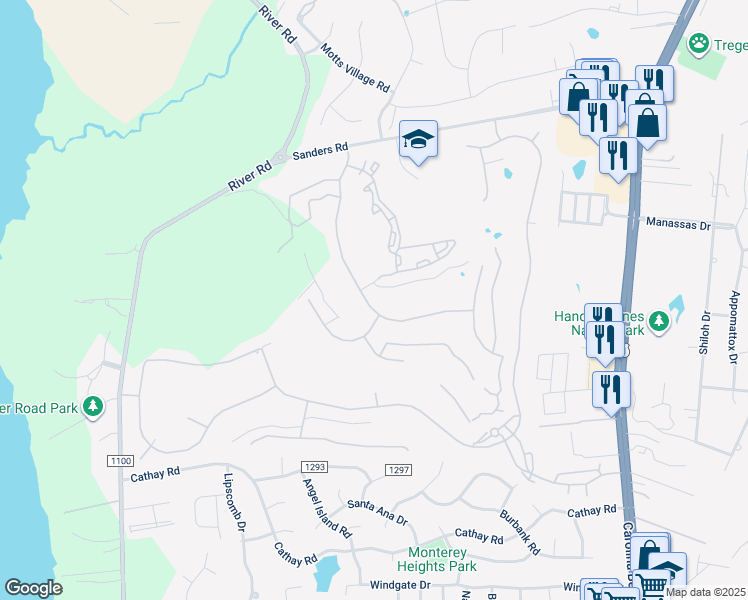 map of restaurants, bars, coffee shops, grocery stores, and more near 6071 Willow Glen Drive in Wilmington