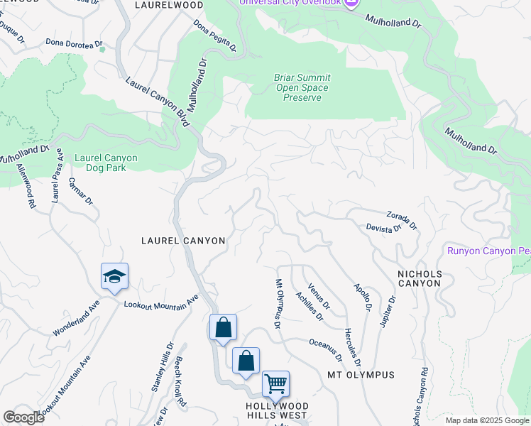 map of restaurants, bars, coffee shops, grocery stores, and more near 7912 Willow Glen Road in Los Angeles