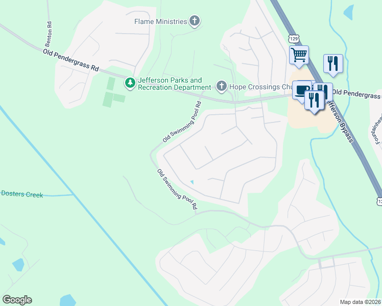 map of restaurants, bars, coffee shops, grocery stores, and more near 370 Laurel Oaks Lane in Jefferson