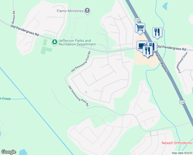 map of restaurants, bars, coffee shops, grocery stores, and more near 38 Wisteria Place in Jefferson