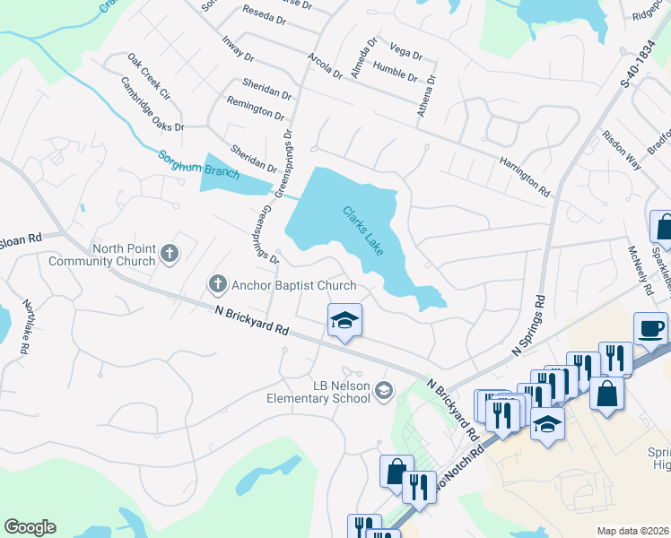 map of restaurants, bars, coffee shops, grocery stores, and more near 104 Valley Springs Road in Columbia