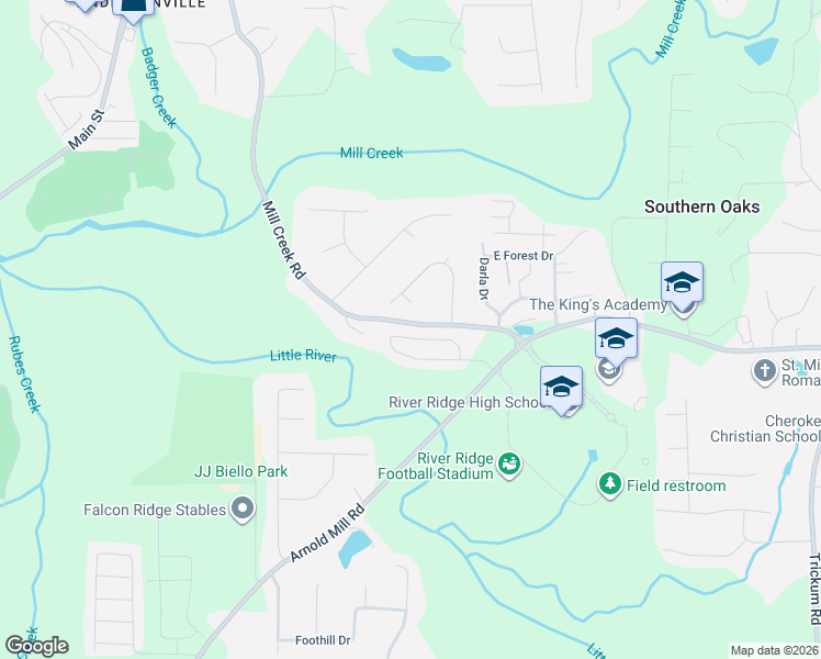 map of restaurants, bars, coffee shops, grocery stores, and more near 224 Haleys Court in Woodstock