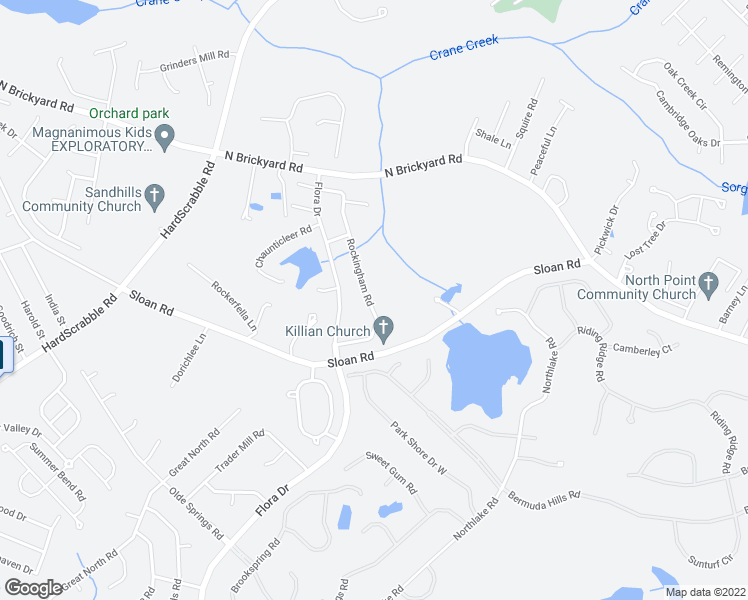 map of restaurants, bars, coffee shops, grocery stores, and more near 225 Rockingham Road in Columbia