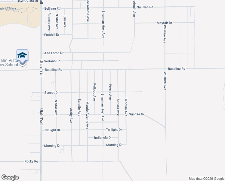map of restaurants, bars, coffee shops, grocery stores, and more near 7429 Persia Avenue in Twentynine Palms