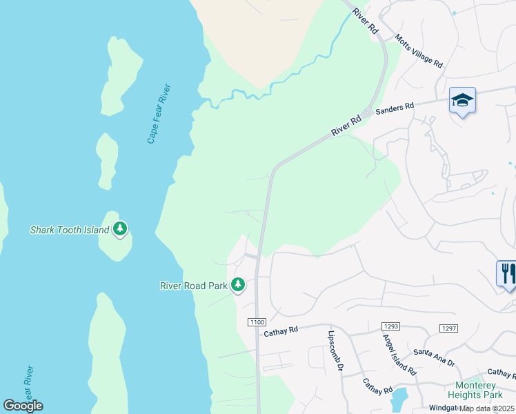 map of restaurants, bars, coffee shops, grocery stores, and more near 108 River Gate Lane in Wilmington