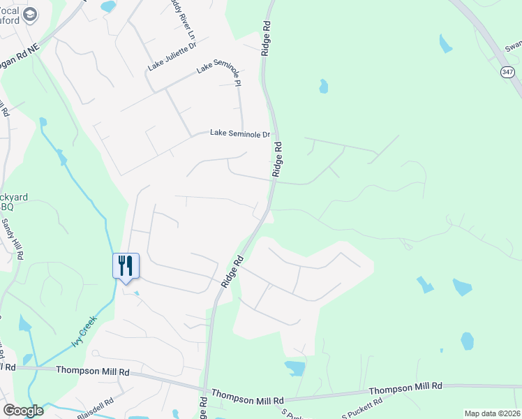 map of restaurants, bars, coffee shops, grocery stores, and more near 3963 Ivy Gate Drive Northeast in Buford