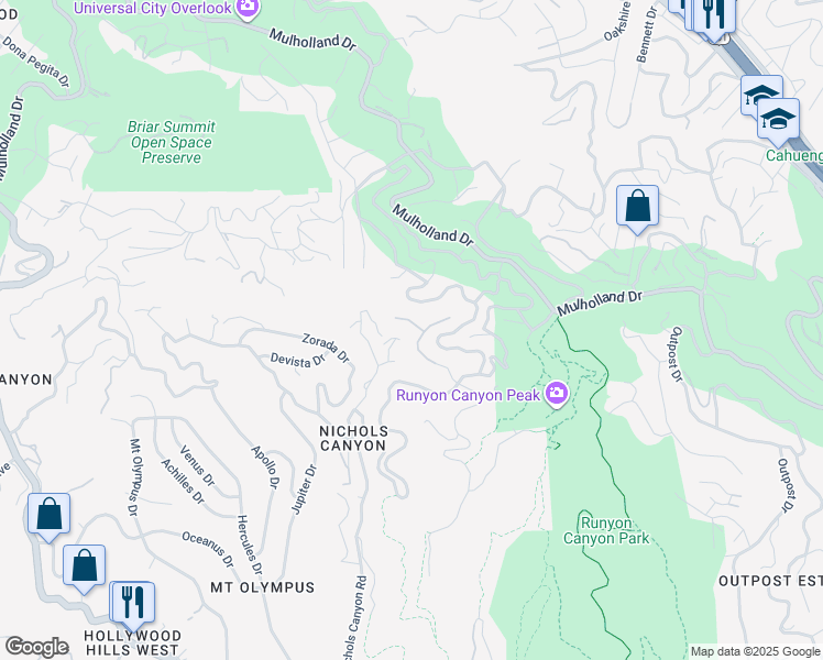 map of restaurants, bars, coffee shops, grocery stores, and more near 2671 Astral Drive in Los Angeles