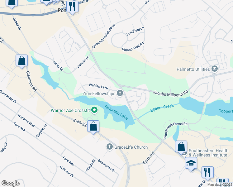 map of restaurants, bars, coffee shops, grocery stores, and more near 201 Walden Place Circle in Elgin
