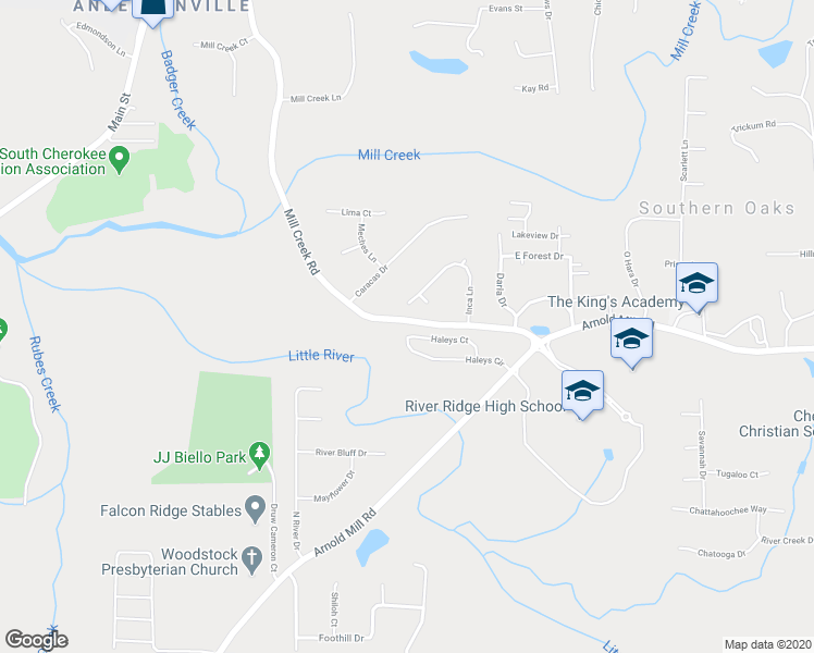 map of restaurants, bars, coffee shops, grocery stores, and more near 232 Haleys Court in Woodstock
