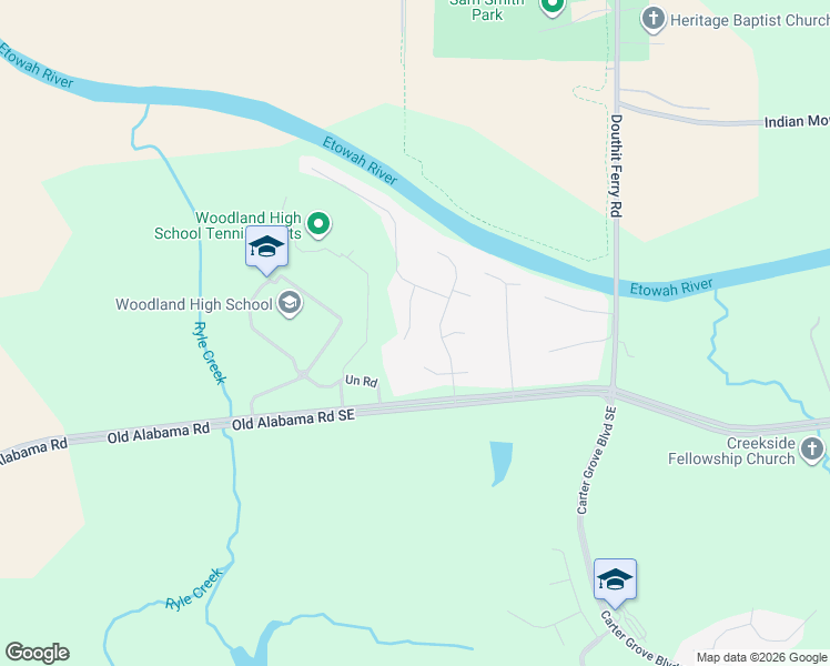map of restaurants, bars, coffee shops, grocery stores, and more near 23 Tabasco Cat Court in Cartersville
