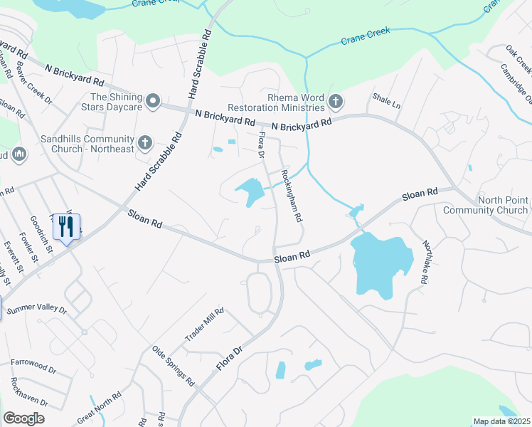 map of restaurants, bars, coffee shops, grocery stores, and more near 18 Flora Circle in Columbia