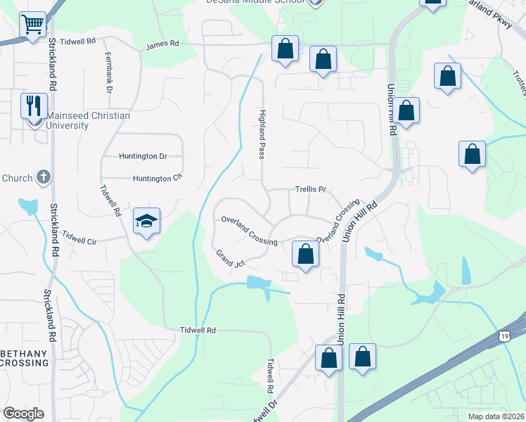 map of restaurants, bars, coffee shops, grocery stores, and more near 2405 Highland Pass in Alpharetta