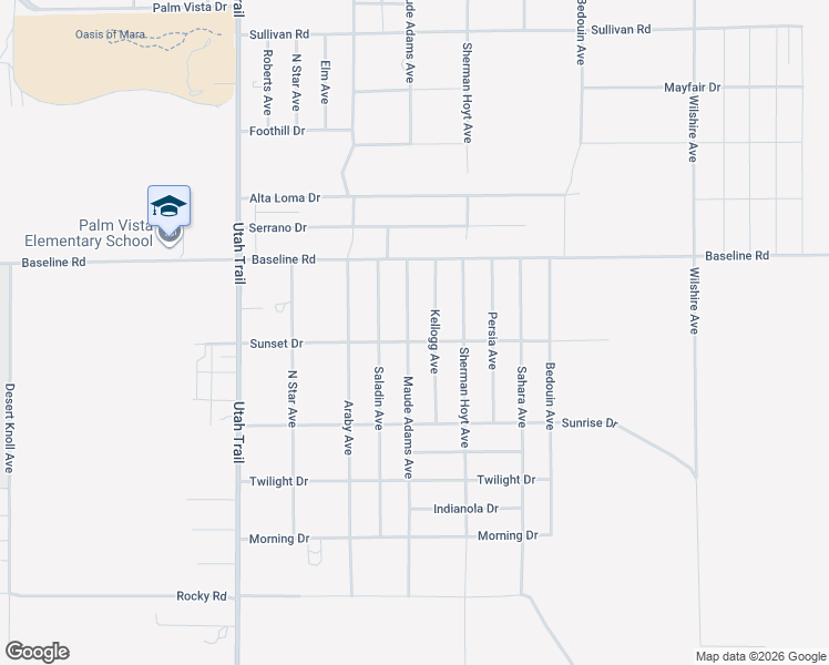 map of restaurants, bars, coffee shops, grocery stores, and more near 7429 Maude Adams Avenue in Twentynine Palms