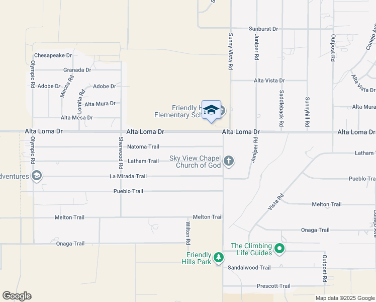 map of restaurants, bars, coffee shops, grocery stores, and more near 60759 Natoma Trail in Joshua Tree