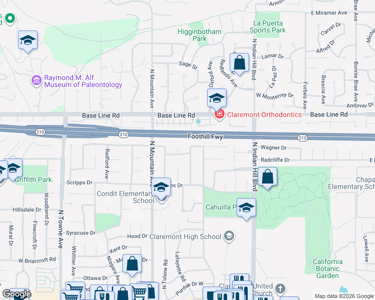 map of restaurants, bars, coffee shops, grocery stores, and more near 1963 Rosemount Avenue in Claremont