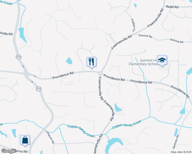 map of restaurants, bars, coffee shops, grocery stores, and more near 14250 Providence Road in Alpharetta