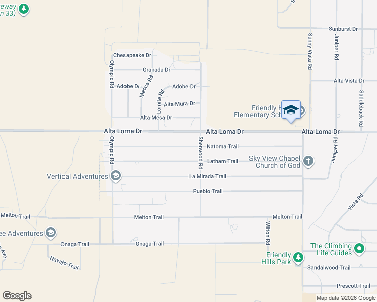 map of restaurants, bars, coffee shops, grocery stores, and more near 60449 Natoma Trail in Joshua Tree