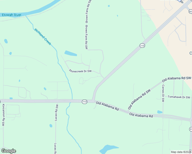 map of restaurants, bars, coffee shops, grocery stores, and more near Brown Farm Road in Cartersville