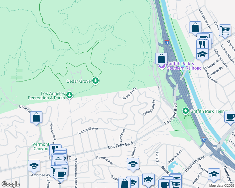 map of restaurants, bars, coffee shops, grocery stores, and more near 3784 Prestwick Drive in Los Angeles