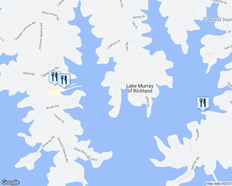 map of restaurants, bars, coffee shops, grocery stores, and more near 133 Creekwood Road in Chapin