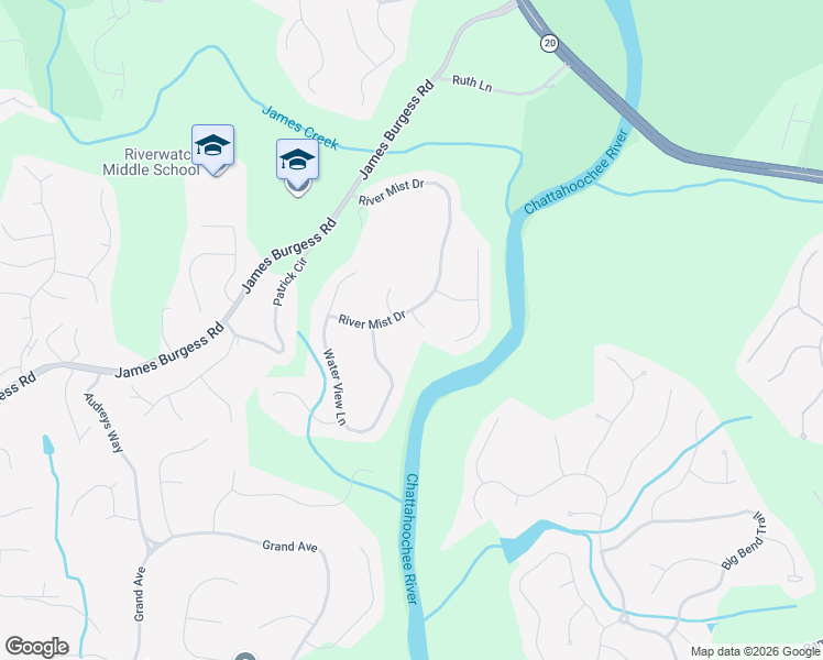 map of restaurants, bars, coffee shops, grocery stores, and more near 820 River Trace Court in Suwanee