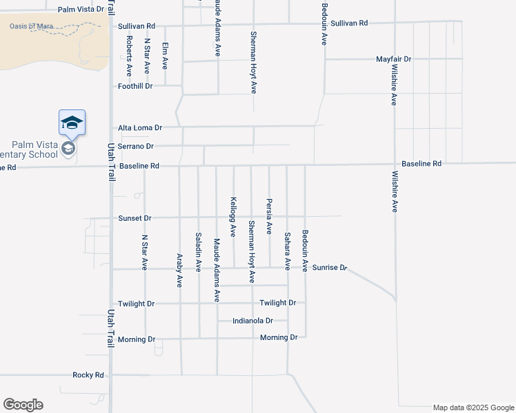 map of restaurants, bars, coffee shops, grocery stores, and more near 7405 Sherman Hoyt Avenue in Twentynine Palms