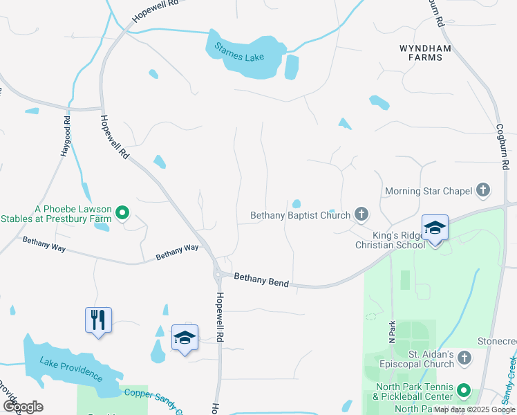 map of restaurants, bars, coffee shops, grocery stores, and more near 2570 Bethany Creek Court in Alpharetta