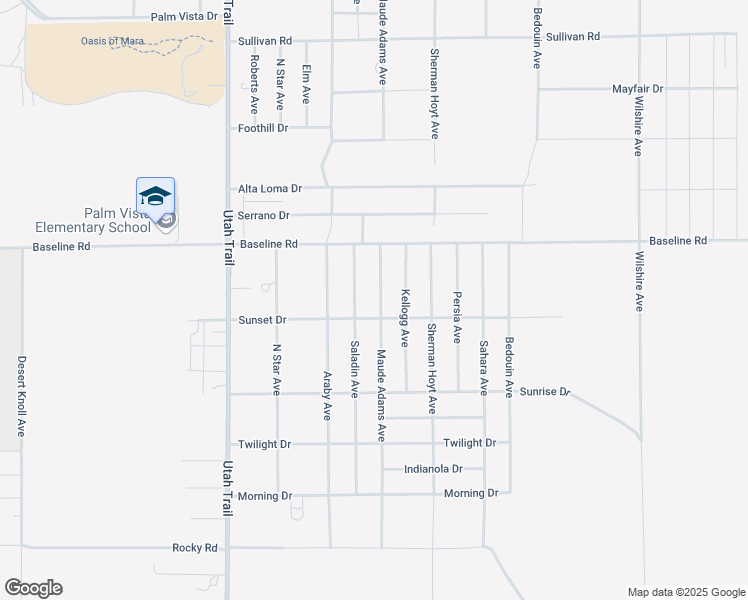 map of restaurants, bars, coffee shops, grocery stores, and more near 7412 Maude Adams Avenue in Twentynine Palms