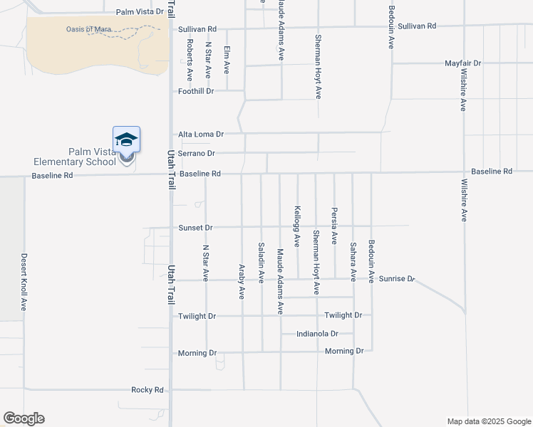 map of restaurants, bars, coffee shops, grocery stores, and more near 7415 Saladin Avenue in Twentynine Palms