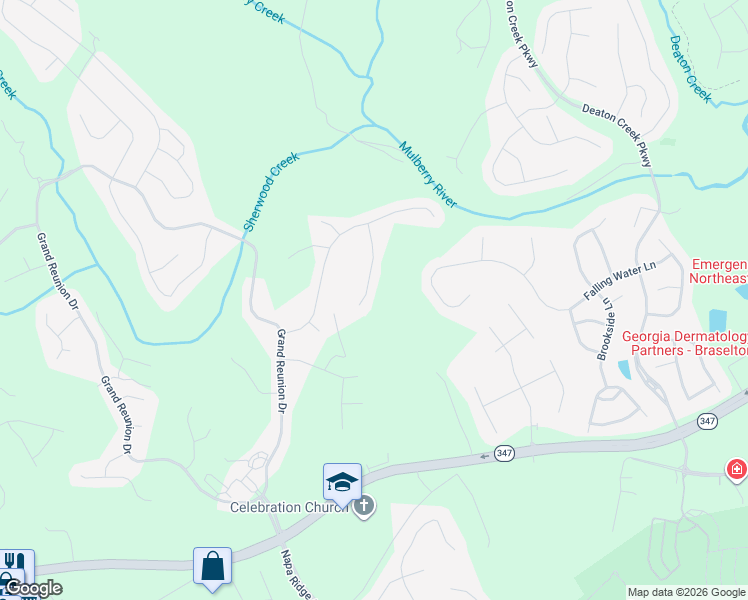 map of restaurants, bars, coffee shops, grocery stores, and more near 5960 Deer Chase Lane in Hoschton