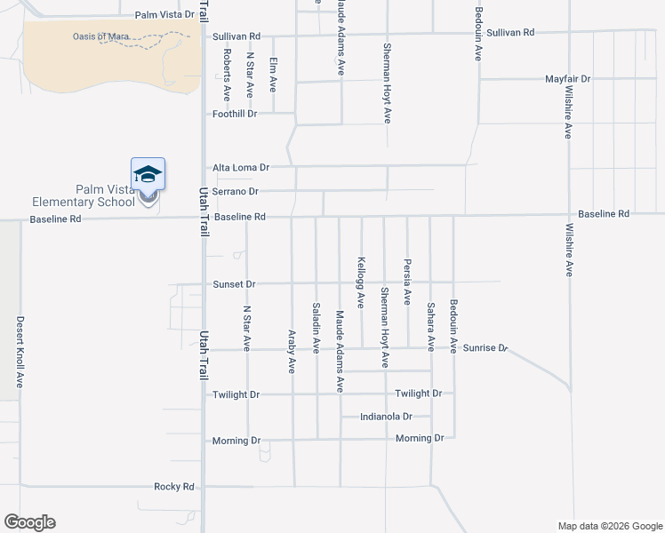 map of restaurants, bars, coffee shops, grocery stores, and more near 7412 Maude Adams Avenue in Twentynine Palms