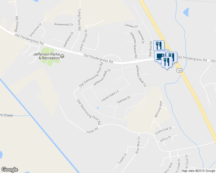 map of restaurants, bars, coffee shops, grocery stores, and more near 74 Wisteria Place in Jefferson