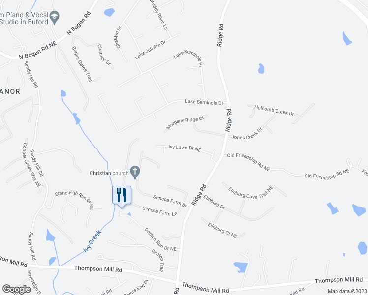 map of restaurants, bars, coffee shops, grocery stores, and more near 3951 Ivy Lawn Drive Northeast in Buford