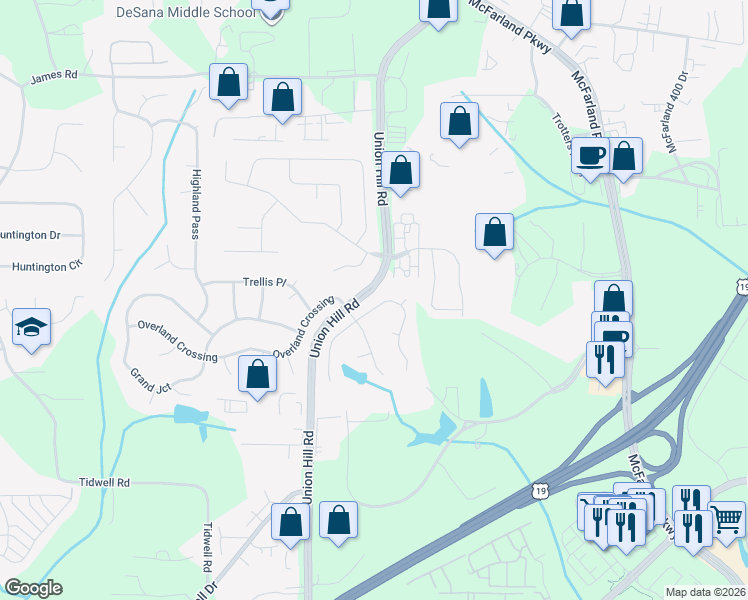 map of restaurants, bars, coffee shops, grocery stores, and more near 1286 Dalesford Drive in Alpharetta