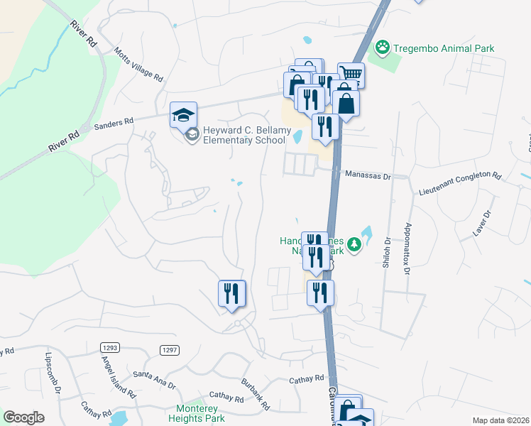map of restaurants, bars, coffee shops, grocery stores, and more near 908 Rivage Promenade in Wilmington
