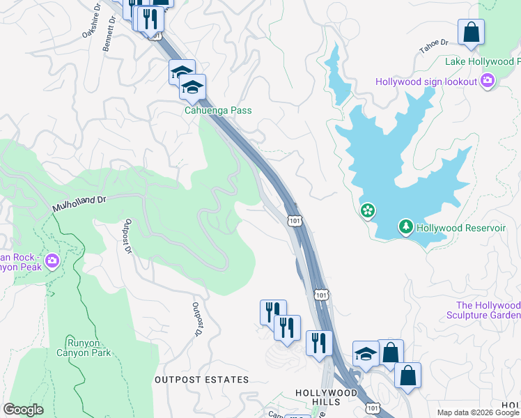 map of restaurants, bars, coffee shops, grocery stores, and more near 2775 Wright Lane in Los Angeles