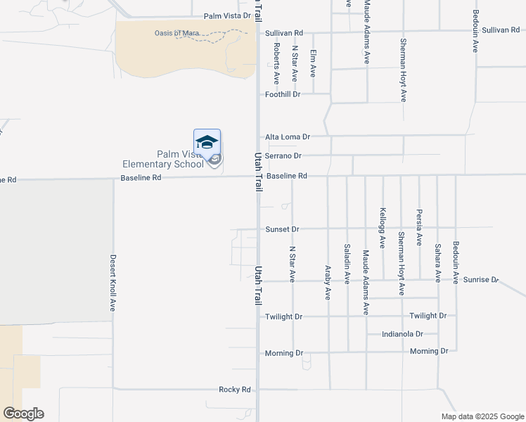 map of restaurants, bars, coffee shops, grocery stores, and more near 7387 Utah Trail in Twentynine Palms