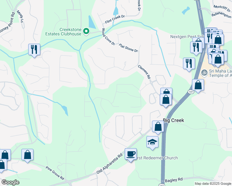 map of restaurants, bars, coffee shops, grocery stores, and more near 2810 Herrington Drive in Cumming