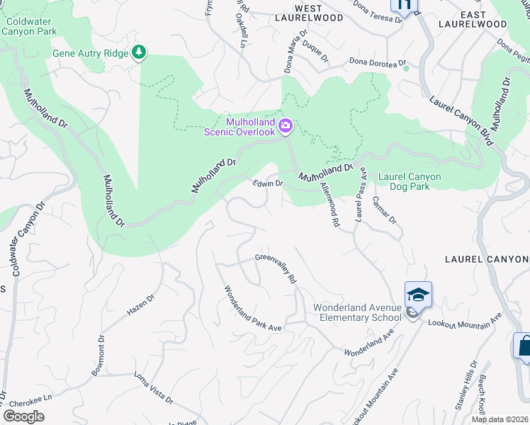 map of restaurants, bars, coffee shops, grocery stores, and more near 8238 Skyline Drive in Los Angeles