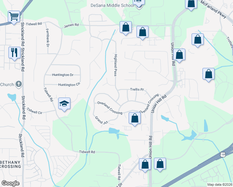 map of restaurants, bars, coffee shops, grocery stores, and more near 2435 Highland Pass in Alpharetta