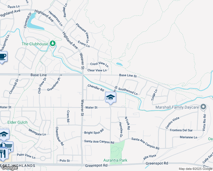 map of restaurants, bars, coffee shops, grocery stores, and more near 29645 Southwood Lane in Highland