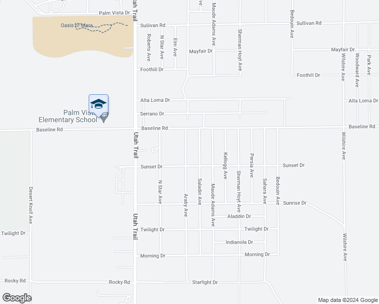 map of restaurants, bars, coffee shops, grocery stores, and more near 7389 Araby Avenue in Twentynine Palms