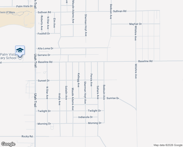 map of restaurants, bars, coffee shops, grocery stores, and more near 7400 Persia Avenue in Twentynine Palms
