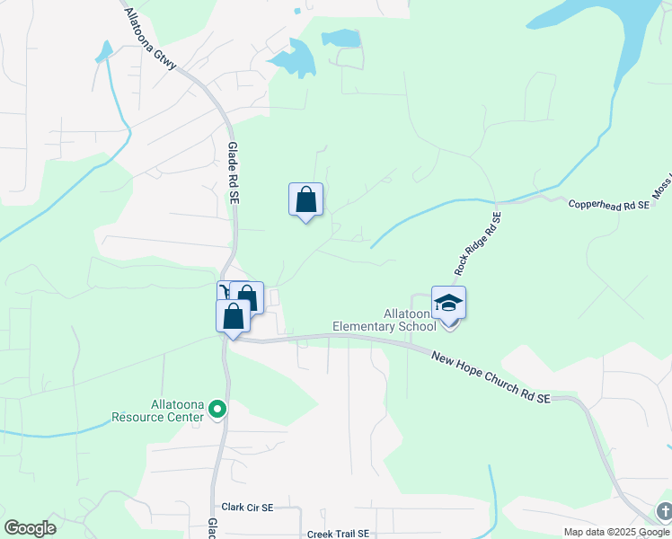 map of restaurants, bars, coffee shops, grocery stores, and more near 4310 Bryan Lane Southeast in Acworth