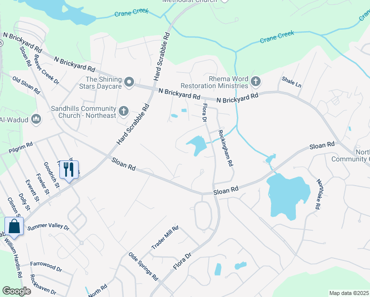 map of restaurants, bars, coffee shops, grocery stores, and more near 125 Chaunticleer Road in Columbia
