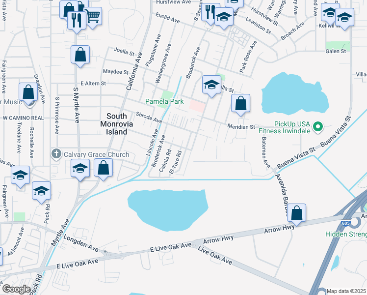 map of restaurants, bars, coffee shops, grocery stores, and more near 2459 Mountain Avenue in Duarte