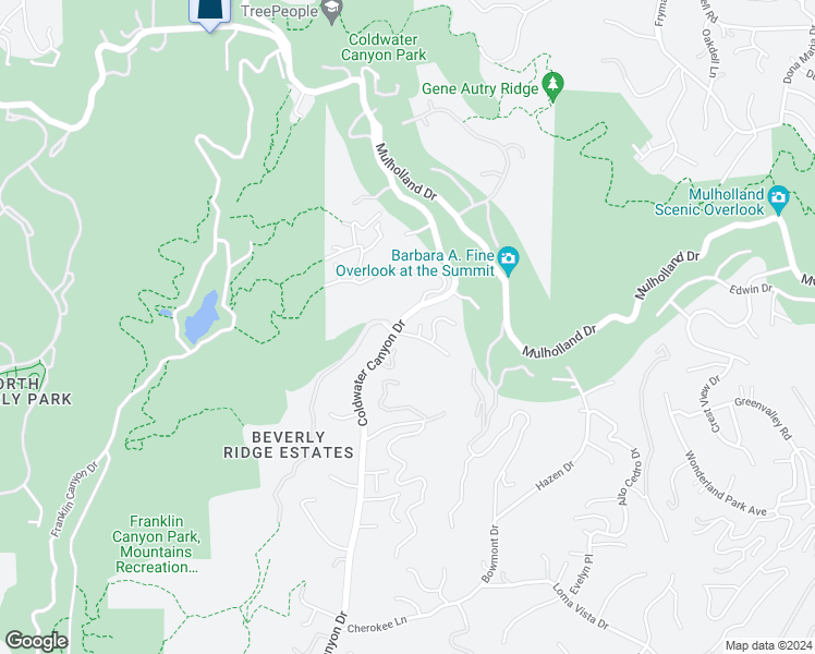 map of restaurants, bars, coffee shops, grocery stores, and more near 9455 Eden Drive in Beverly Hills