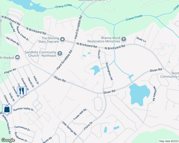 map of restaurants, bars, coffee shops, grocery stores, and more near 125 Chaunticleer Road in Columbia