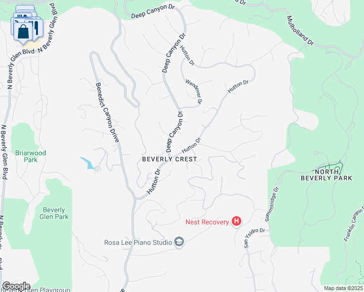 map of restaurants, bars, coffee shops, grocery stores, and more near 2641 Hutton Drive in Beverly Hills