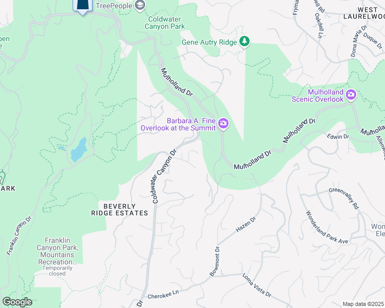 map of restaurants, bars, coffee shops, grocery stores, and more near 2630 Eden Place in Beverly Hills